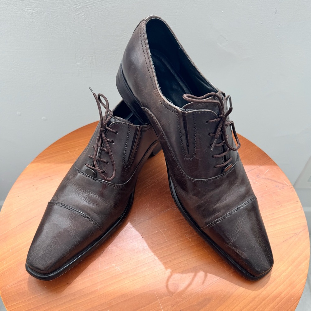 Kenneth Cole New York Dark Brown Leather Oxfords, Size 9